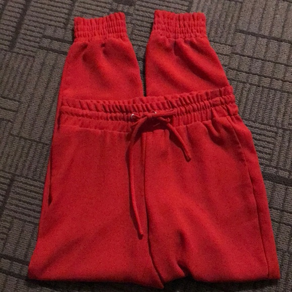 Dressy Red Joggers - Picture 2 of 9